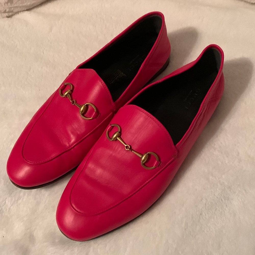 Gucci Pink Loafers with Gold Hardware